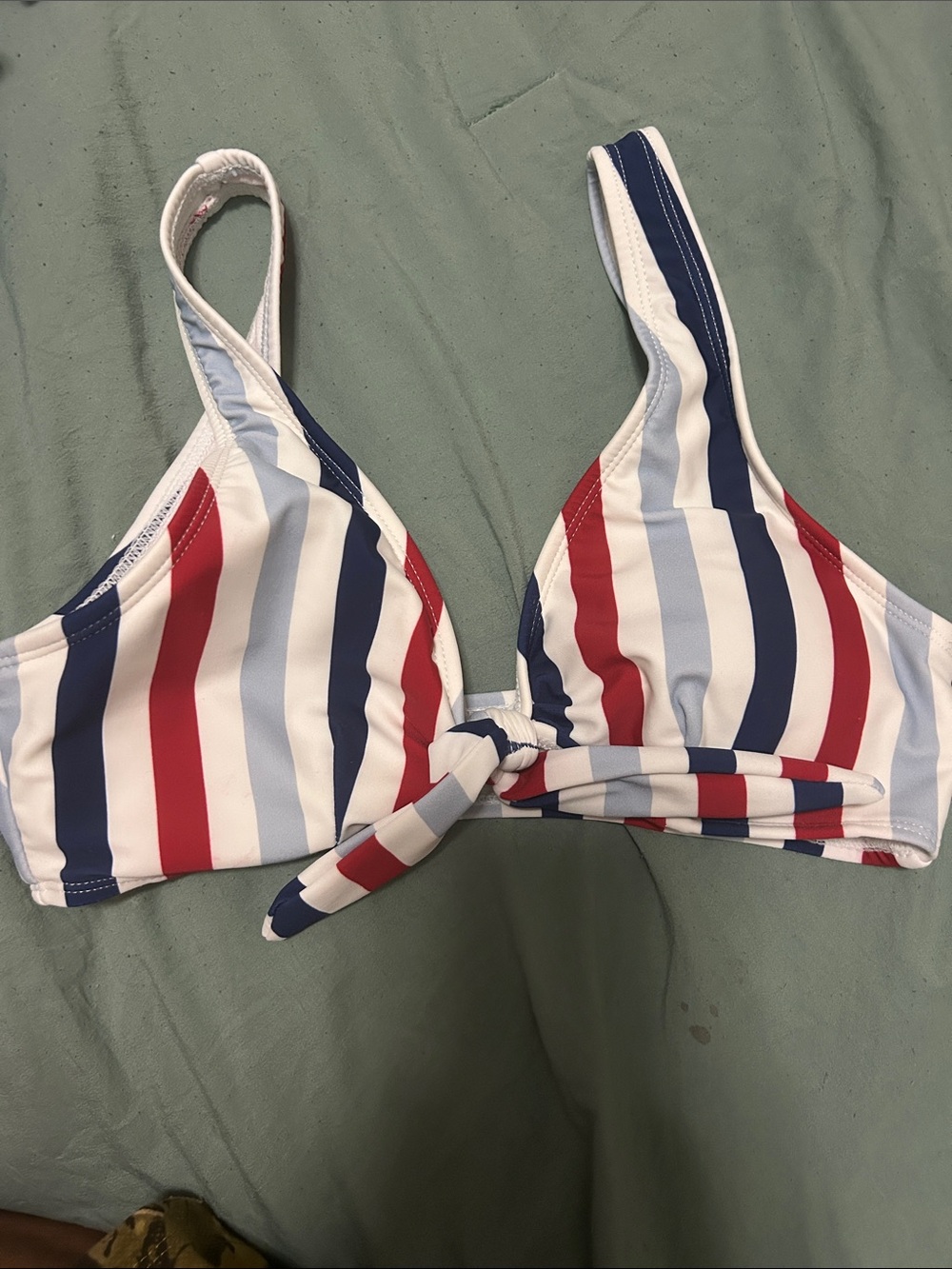 No Boundaries Red White Blue Striped Bikini Top